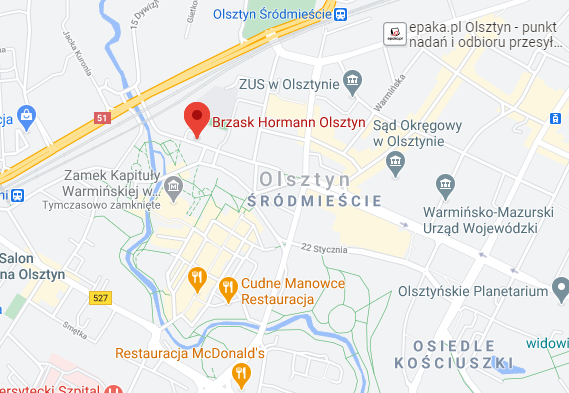 Mapka dojazdu - Olsztyn